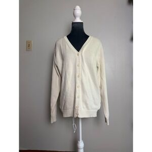 Brandy Melville Cream Oversized V-Neck Button Front Knit Cardigan Sweater chunky